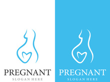 Abstract logo of mother or woman carrying baby or pregnant. Logos for clinics, pharmacies and hospitals.