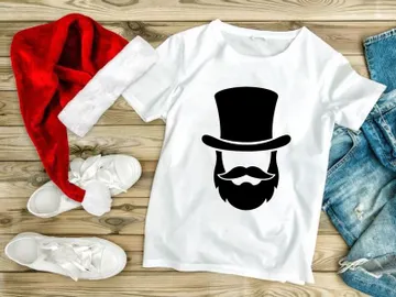 Classic top hat and mustache icon vector black silhouette preview picture