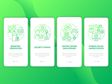 Privacy countermeasures green gradient onboarding mobile app screen preview picture
