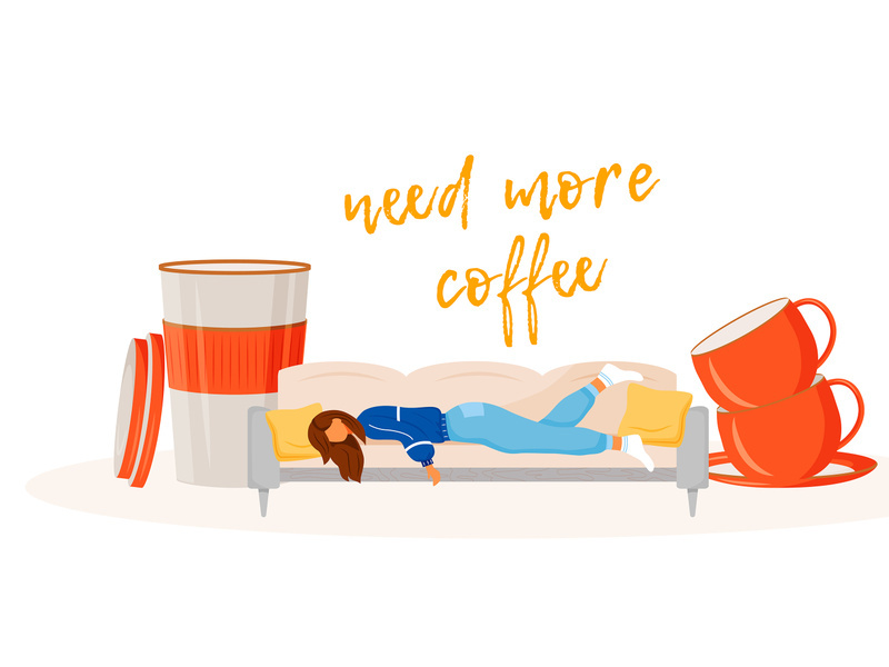 Need more coffee flat concept vector illustration