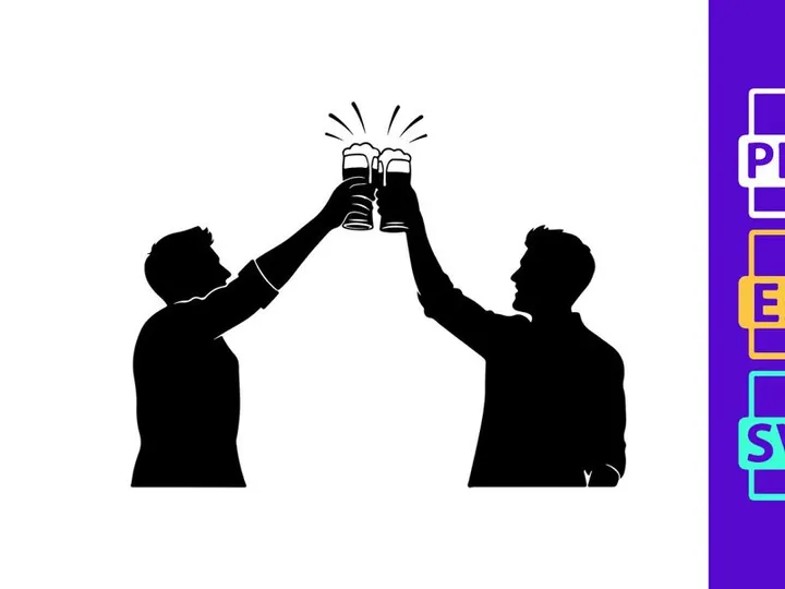 Cheers Silhouette of Friends with Beer