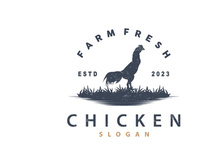Chicken Logo, For Roast Chicken Restaurant, Farm Vector, Simple Minimalist Design For Restaurant Food Business