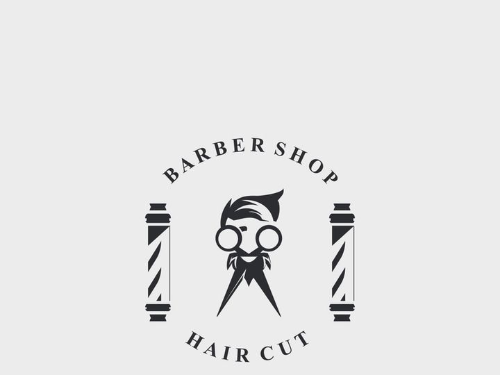 Barber shop logo with cool hair and shaving styles for product, business and shop template