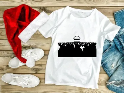 Silhouette of a crowd facing a domed building with gates