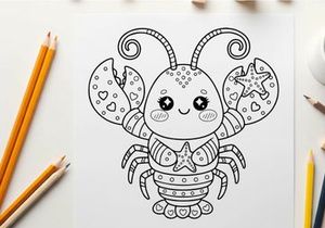 Cute robot crab with hearts vector illustration flat design