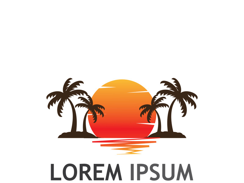 Summer palm tree logo design.