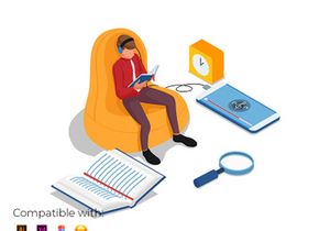 Reading Book - Landing Page Illustration Template