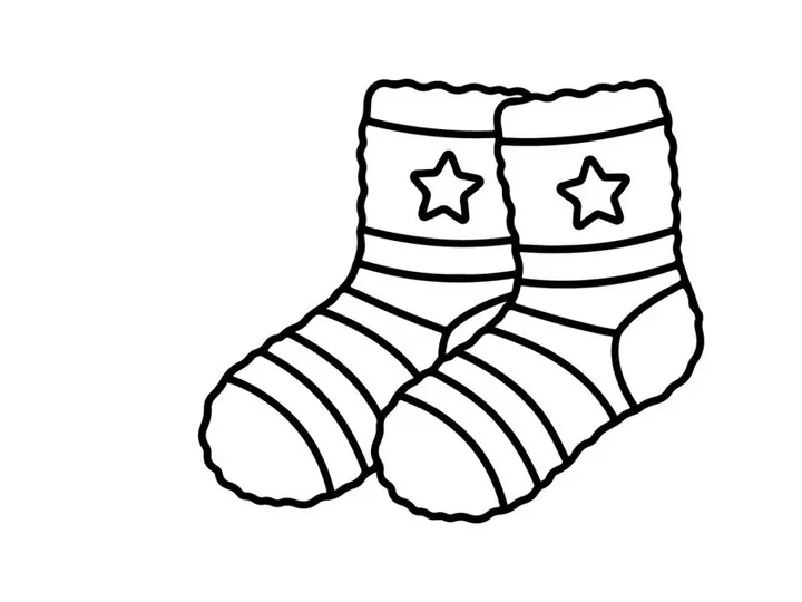 Pair of cartoon Christmas socks with stars for festive holiday gift or celebration