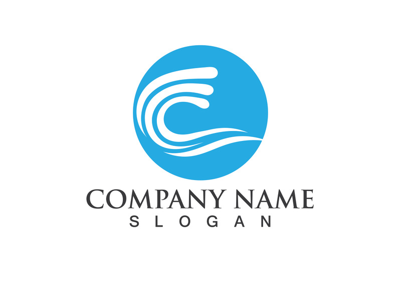 Blue water wave logo design template