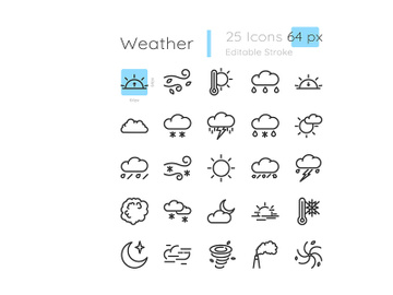 Meteorology linear icons set preview picture