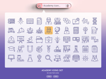 Academy and online education icon set preview picture