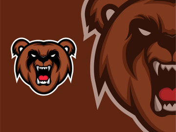 Bear Head Esport  mascot Logo Design Template preview picture