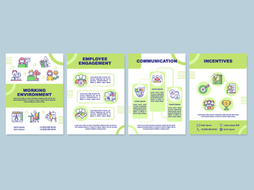 Conducive work environment green brochure template preview picture