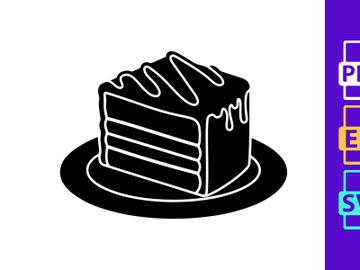 Slice of chocolate cake with icing preview picture