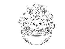 Cute germs and bacteria in bowl vector illustration flat design