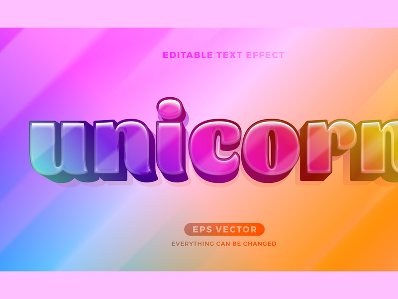 Unicorn editable text effect style vector