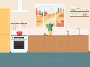 Kitchen flat color vector illustration preview picture