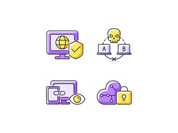 Internet privacy purple RGB color icons set preview picture