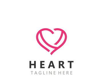 Heart logo design template, luxury ribbon Valentines day and love stripe logotype preview picture