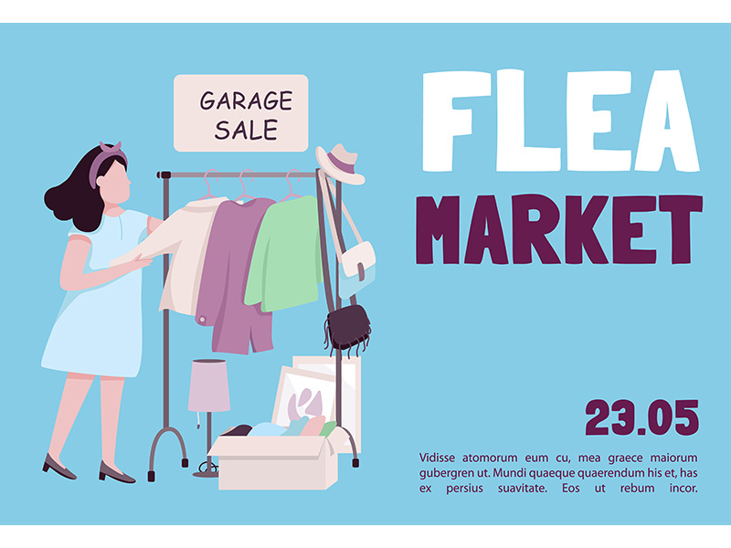 Flea market banner flat vector template