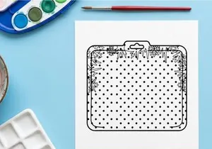 Christmas gift tag with polka dot pattern and snowflake border design