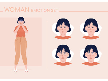 Confused young woman semi flat color character emotions set preview picture