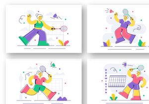 10 Badminton Player Illustration