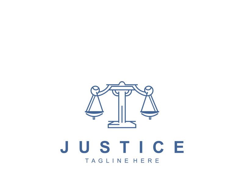 Justice logo design simple lawyer minimalist legal symbol illustration