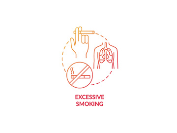Excessive smoking red gradient concept icon preview picture