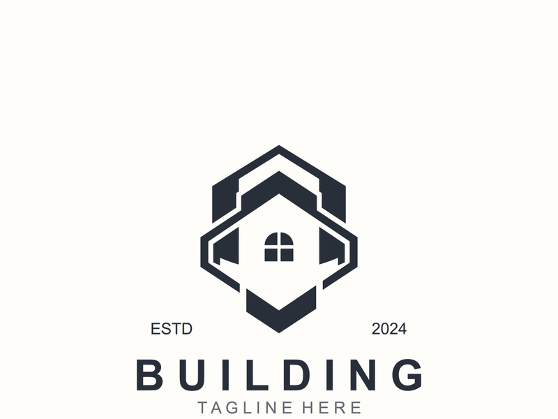 Building logo construction modern real estate symbol for architecture house and property design