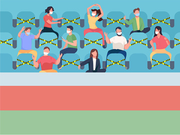 Fans sitting on stadium flat color vector illustration preview picture