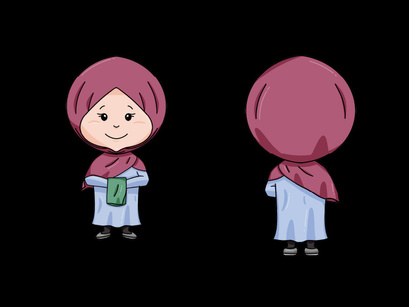 Little Girl Wearing Hijab Illustration