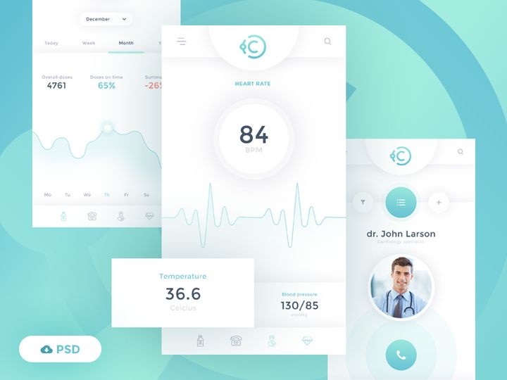 iCare Free Mobile App [PSD]