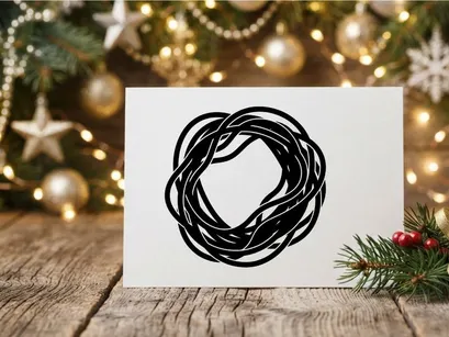 Abstract black tangled wire circle isolated on white background