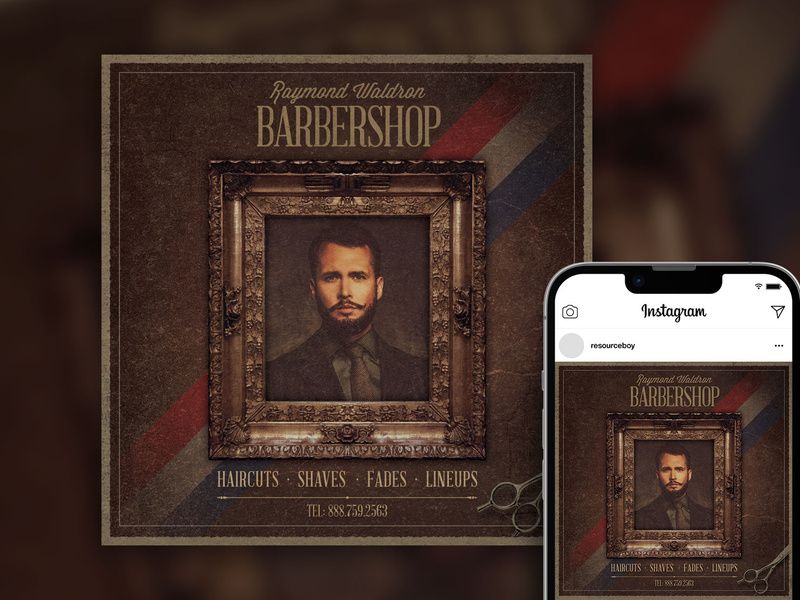 Free Vintage Barbershop Instagram Post Template