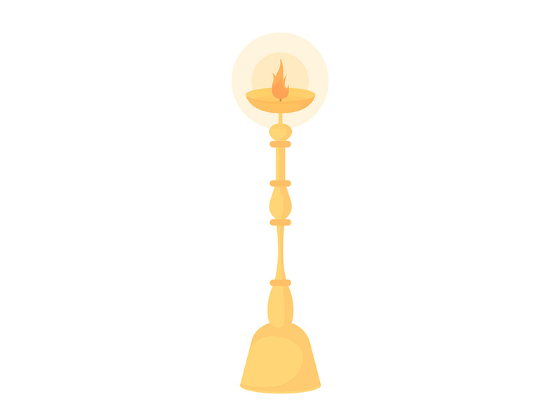 Gold candlestick holder semi flat color vector object
