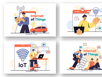 9 IoT Technology Vector Illustration