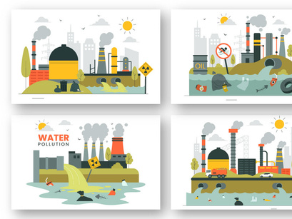 8 Industrial Water Pollution Illustration