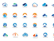 Cloud server data icon logo