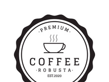 Coffee bean logo design with retro outline.