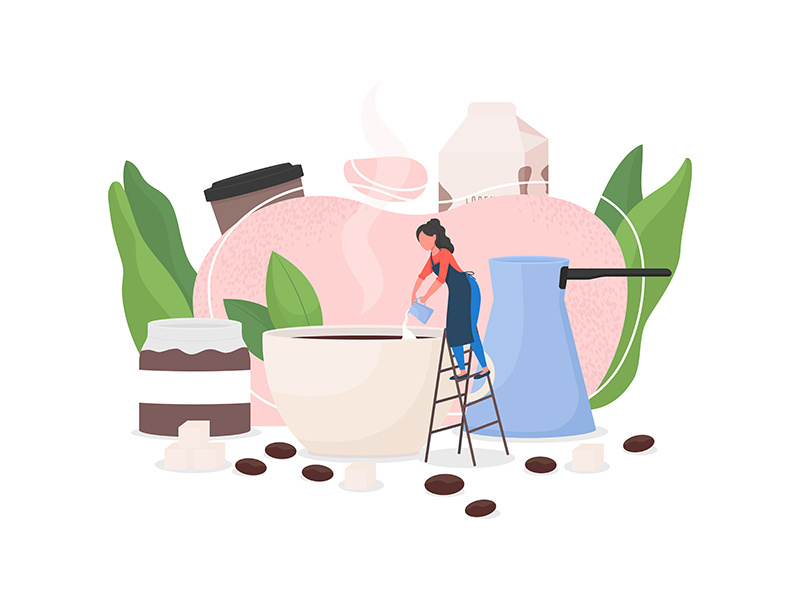 Barista flat concept vector illustration