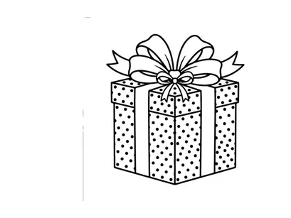Ilustración de línea de caja de regalo navideña con patrón de lunares y moño