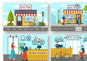 12 Bike Shop Illustration