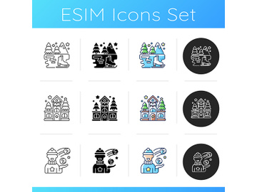 Winter holiday activity icons set preview picture