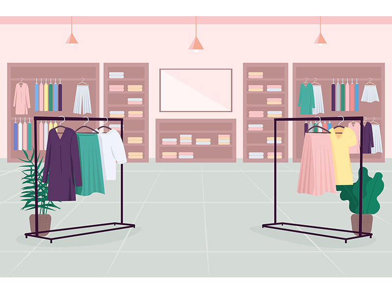 Clothes emporium flat color vector illustration