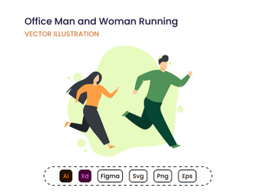 Office Man and Woman Running vector concept preview picture