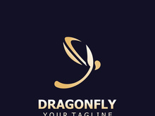 Dragonfly logo design modern and elegant minimalist color style monoline illustration