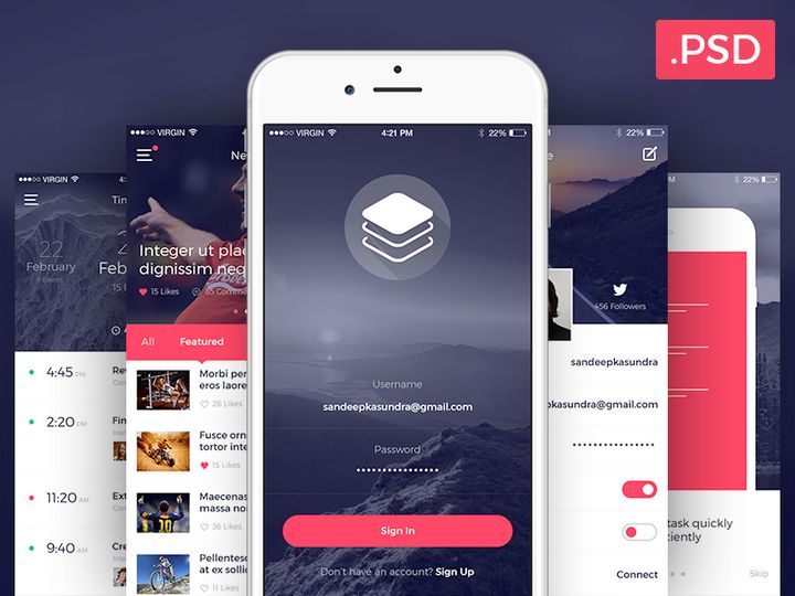 Clean & Modern iOS UI Kit [PSD]