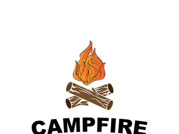 Bonfire Campfire Camp Fire place wood flame vintage retro logo design preview picture