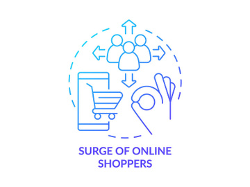 Surge of online shoppers blue gradient concept icon preview picture